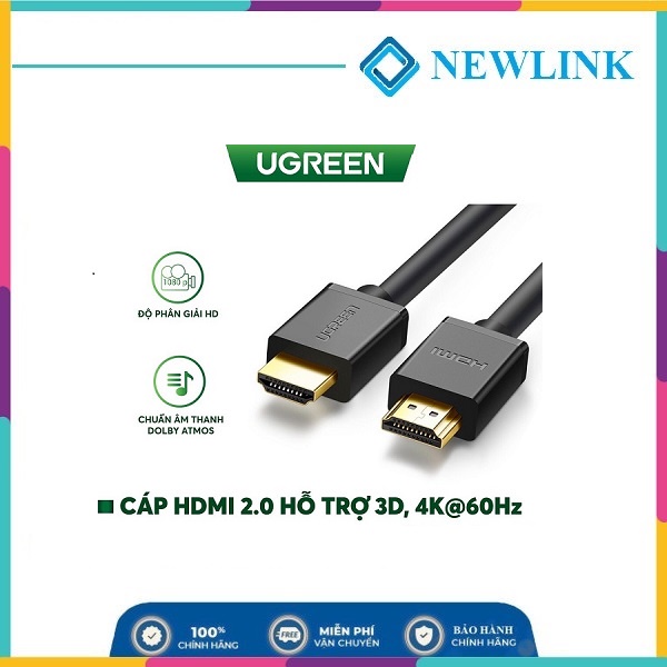 Cáp HDMI Ugreen 1,5m chính hãng cao cấp 10128 Hỗ trợ 4K 2K