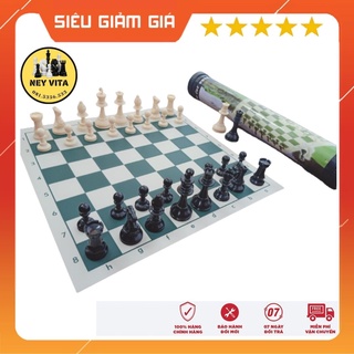 (Loại đặc có ống thêm 2 hậu) Bộ cờ vua tiêu chuẩn thi đấu quốc tế - Cờ vua nhựa đặc cao cấp bền đẹp giá rẻ nhất