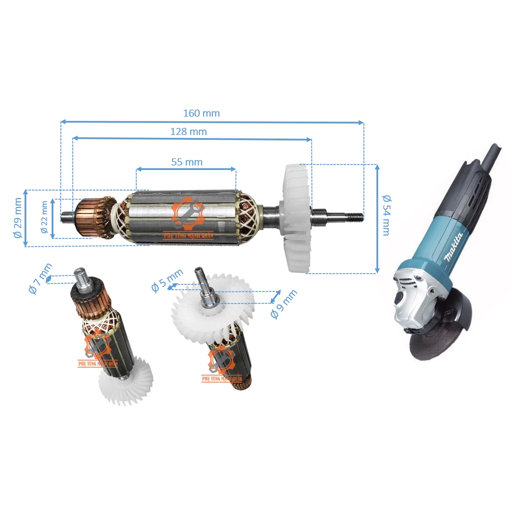 Rotor/ruột máy mài MAKITAA 4032 tặng kèm bộ chổi than