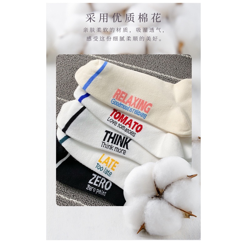 Vớ tất unisex sọc chữ cổ cao siêu chất