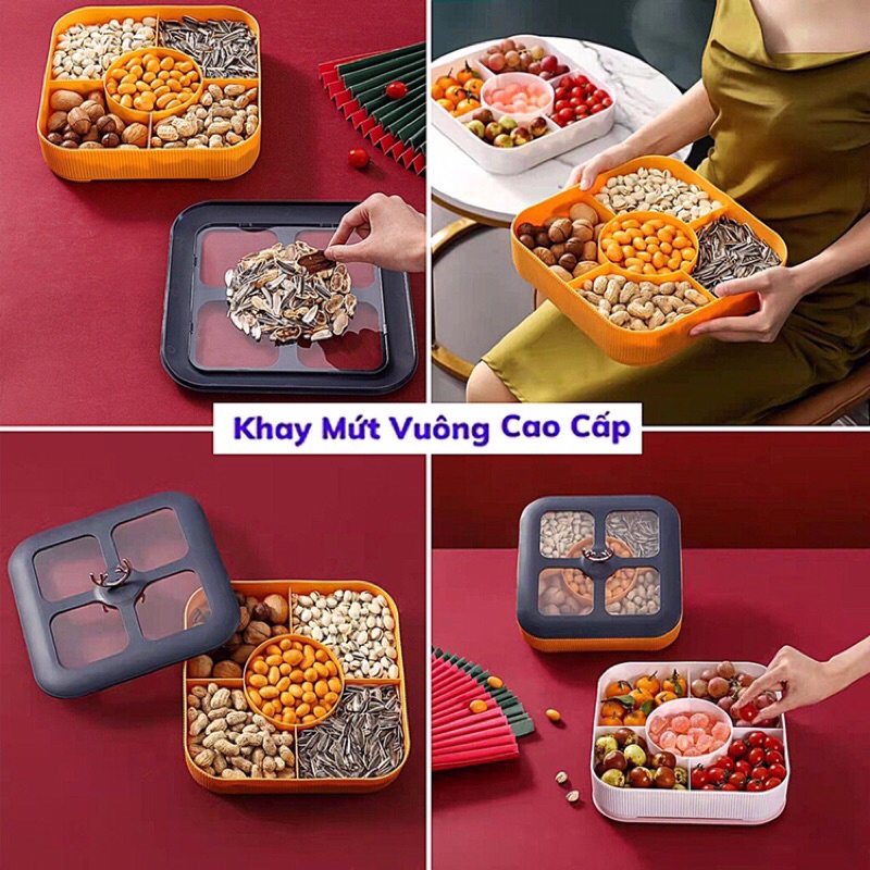 Khay mứt vuông 2 tầng hình con hươu ( khay đựng mứt- hoa quả- bánh kẹo)