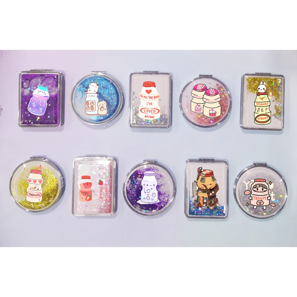 Gương nước chảy kim tuyến yakult in hình GNI26 gương 2 mặt