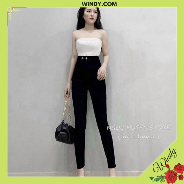 [KHO SỈ QUẦN BÒ] QUẦN BÒ CẠP CAO CHẤT CO DÃN DÁNG ÔM 2 MÀU XANH ĐEN