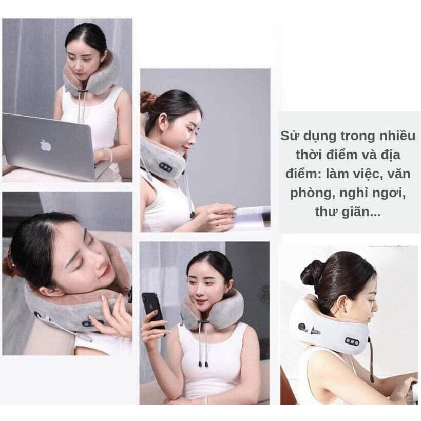 [FreeShip – Hàng Cao Cấp] Gối Massage Vòng Cổ Chữ U 360 Đa Năng - Hỗ Trợ Mát Xa Vùng Cổ