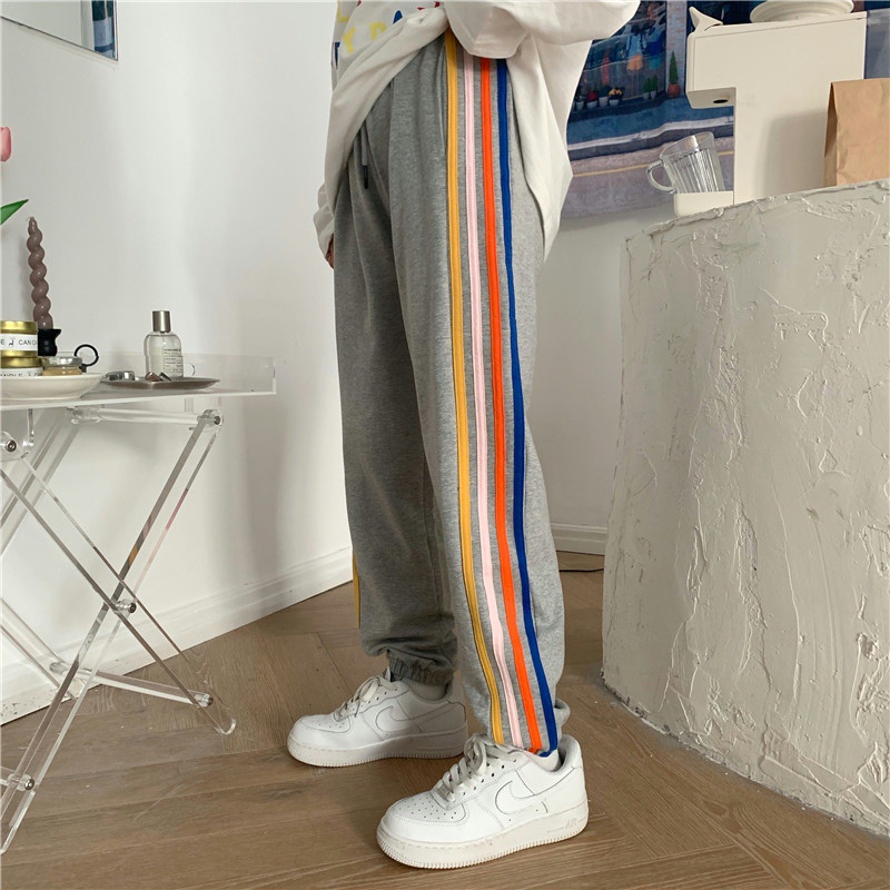 Quần ống rộng Họa Tiết Kẻ Sọc Đơn Giản Phong Cách Hàn Quốc