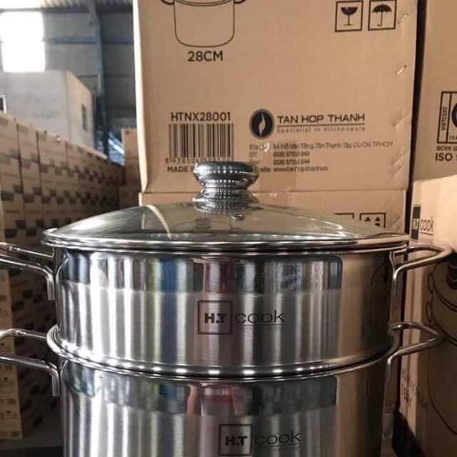 Bộ nồi xửng hấp nắp kính 28cm HT COOK