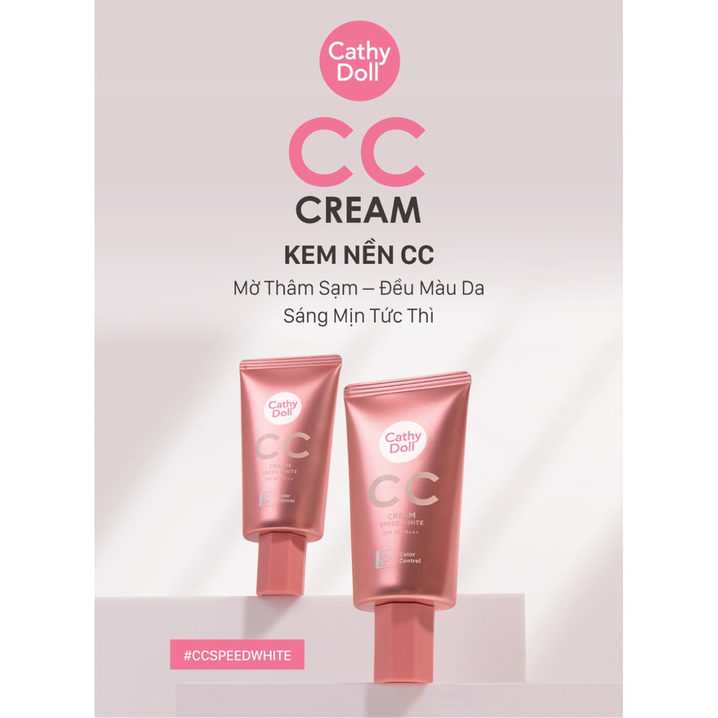 Kem nền Cathy Doll Speed White CC Cream SPF 50 PA+++ 50ml kiềm dầu, chống nắng, che khuyết điểm