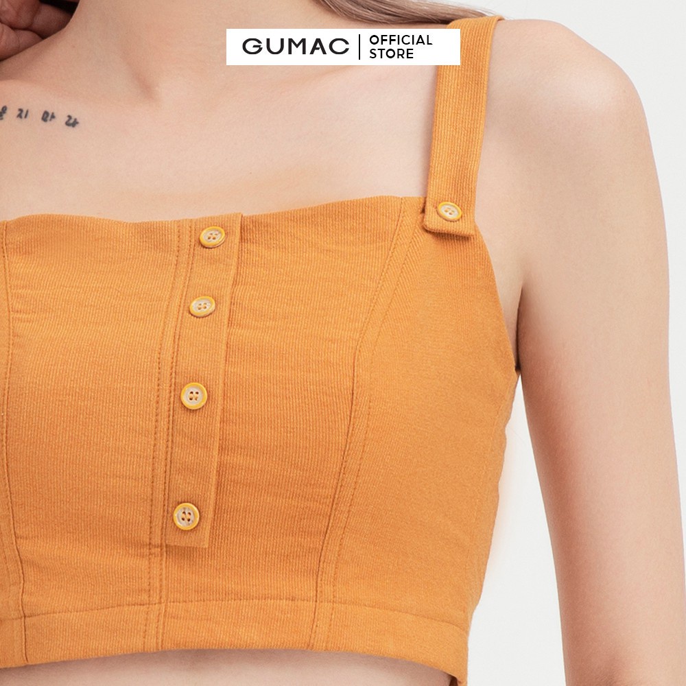 [Mã WABRGUM giảm 10% tối đa 30K đơn 99K] Áo croptop nữ phối nút GUMAC thiết kế năng động AB415 | BigBuy360 - bigbuy360.vn