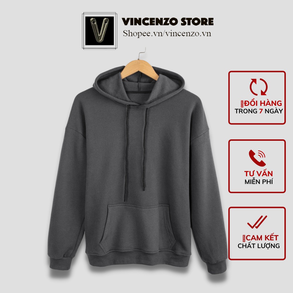 Áo khoác nam hoodie có nón trơn thời trang thu đông Vincenzo Store