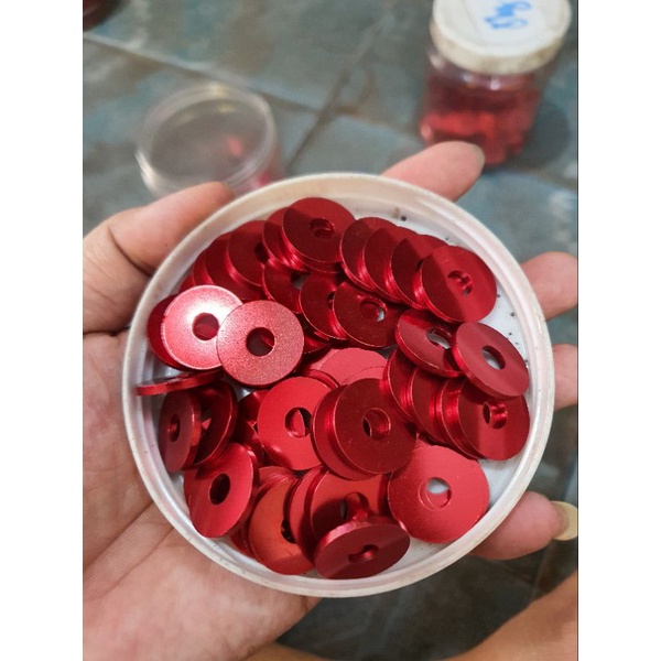 Lông đền nhôm màu đỏ loại 6li lốc máy và 6li dàn áo 8li 10li 12li 14li