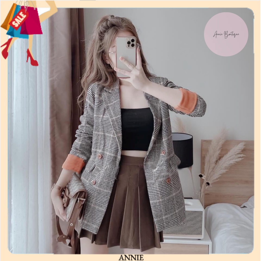 Set Vest Sọc Caro [ FREE SHIP ] Bộ Vest Sọc Caro Nữ Tính 2 Món - Hàng Cao Cấp - Tôn Dáng NGười Mặc