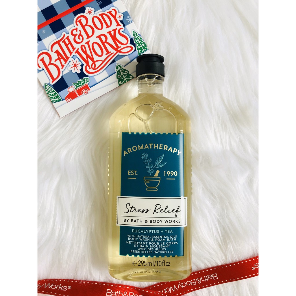 Tắm thư giãn Stress relief Eucalyptus + Tea - Bath & Body Works Aromatherapy (295ml)