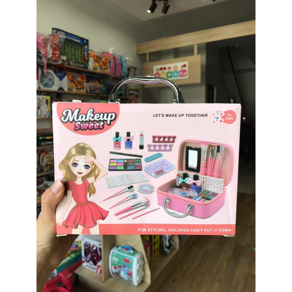 Đồ Chơi Trang Điểm Cho Bé Gái, Cốp Trang Điểm Làm Móng Make Up Nail Thật An Toàn Cho Bé Dễ Dàng Làm Sạch Với Nước