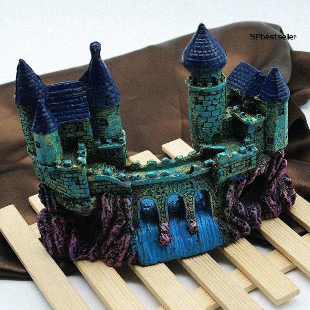 Đồ trang trí Lâu Đài Bằng Nhựa Resin Phong Cách Châu Âu Dùng Trang Trí Bể Cá