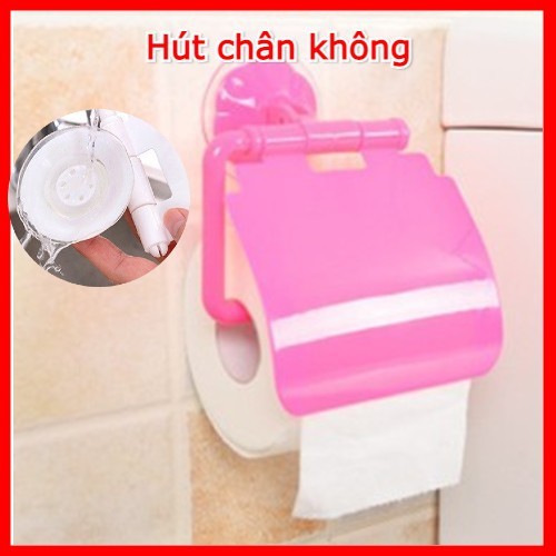 Treo giấy vệ sinh có nắp chống nước bằng nhựa hít vào tường hút chân không có cây gạt chắc chắn màu xanh màu hồng