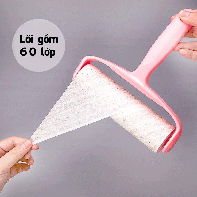 Cây Lăn Bụi Làm Sạch Quần Áo, Ga Giường, Sofa, Lông Chó Mèo - Lõi Lăn Bụi Dự Phòng 60 Lớp