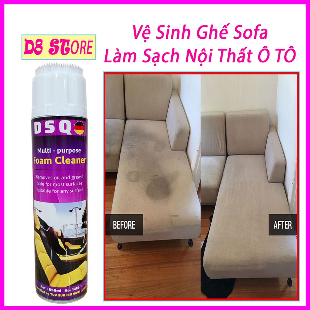 [ Siêu Sạch ] Vệ Sinh Nội Thất Ôtô - Vệ Sinh Sofa - Làm Sạch Ghế Da - Xịt Nội Thất Ôtô - Tẩy Ghế Sofa - Foam Cleaner DSQ