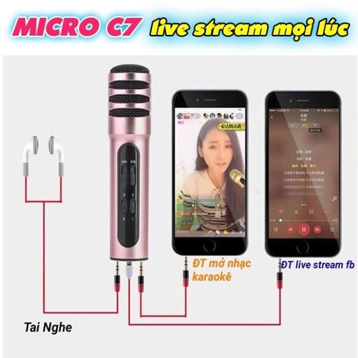 Combo Bộ Đèn 4in1 Và Mic C7 Livestream, Giá Đỡ Đèn Led Thay Đổi 3 Mầu Model 2020