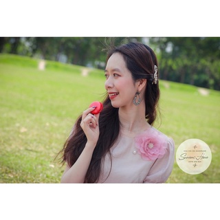 Hoa cài áo handmade - hoa trà màu hồng