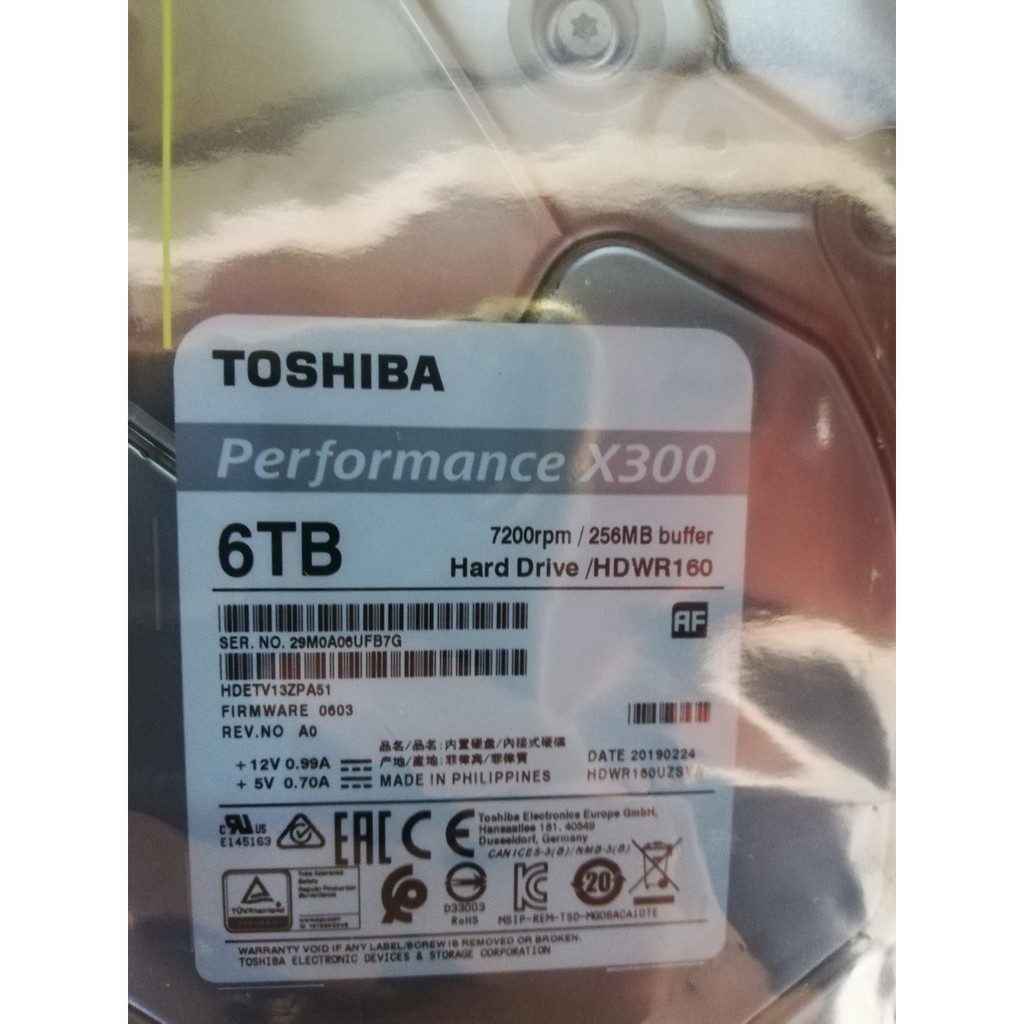 Ổ cứng 6TB TOSHIBA 3.5″ SATA X300, 256M cache, 7200 rpm