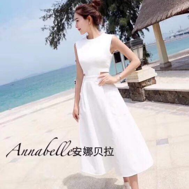 Váy trắng cut out(có ảnh thật)