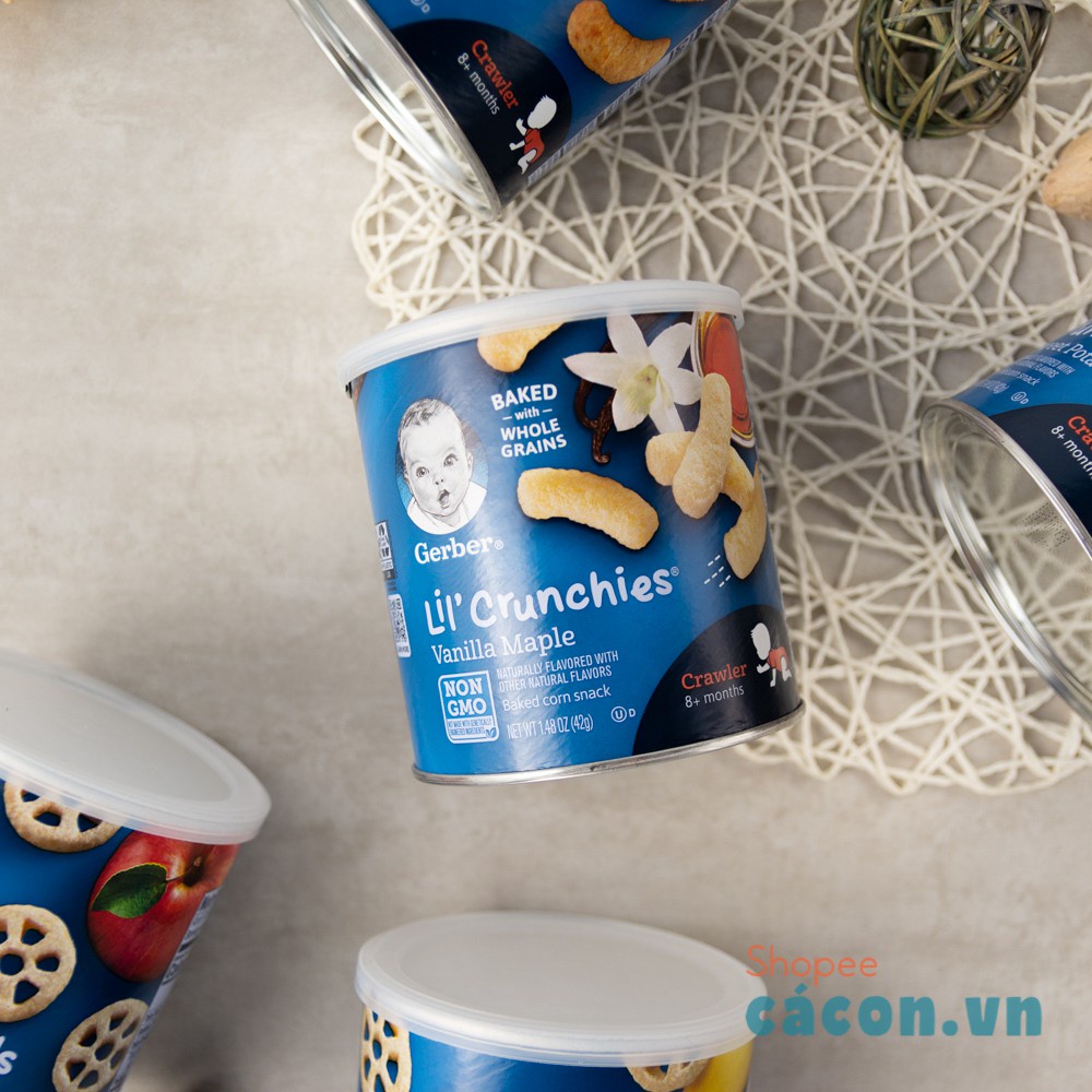 Date 2024  - Bánh Gerber lùn Lil' Crunchies chuối dạng bánh xe cho bé từ 8 tháng tuổi ăn dặm