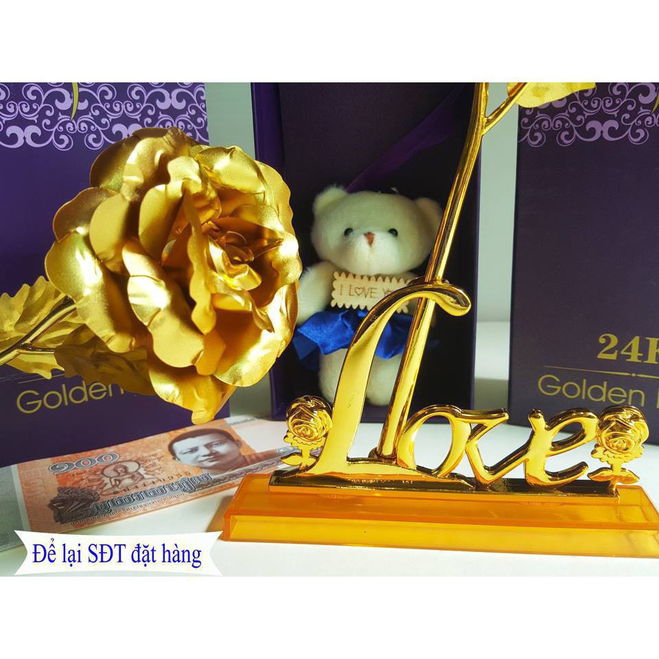 [SALE TUỘT QUẦN] Quà 8-3 : Combo Hoa Hồng Mạ Vàng 24k sang chảnh 8 món - tặng kèm dây chuyền bạc