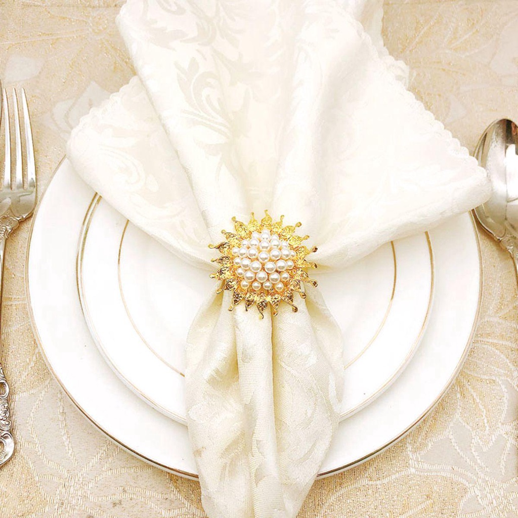 IVORY Nhẫn Khóa Khăn Ăn Hình Hoa Hướng Dương Đính Đá