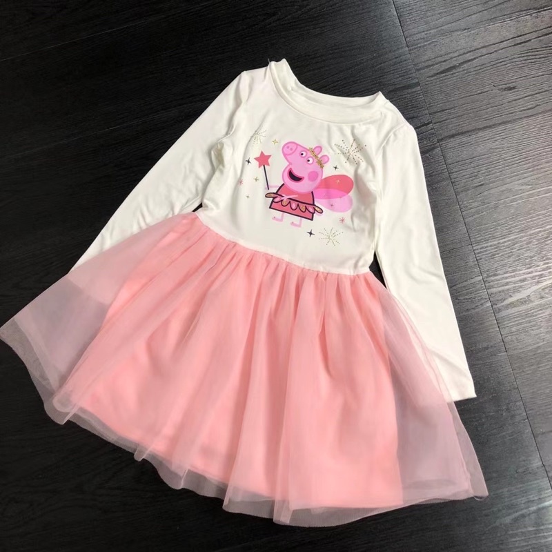 Váy dài tay bé gái Helo KT 2-5 tuổi 🌈 Đầm thun bé chất mềm cute xuất dư 0922