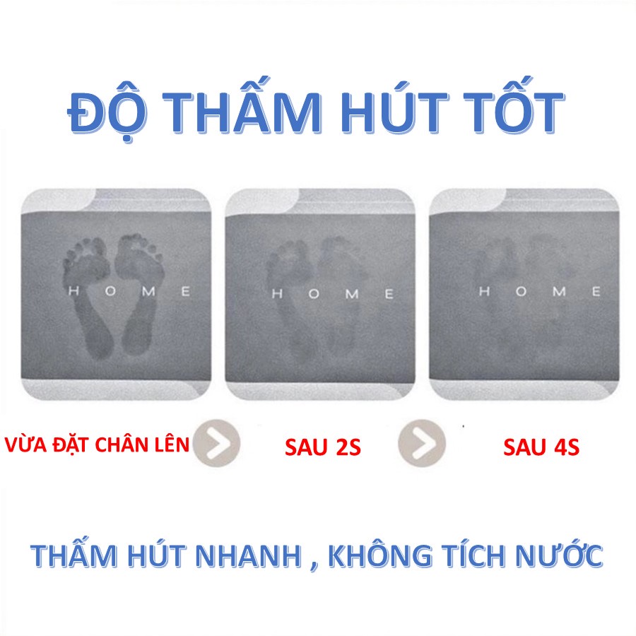 Thảm lau chân silicon hút nước chống trơn trượt nhà tắm phòng bếp vệ sinh tiện lợi