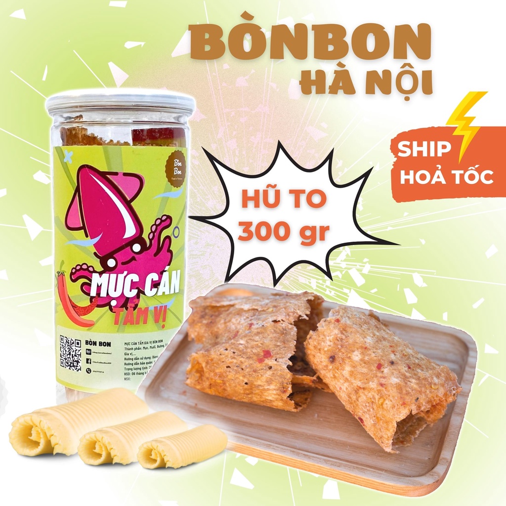 Mực cán tẩm vị bento, mực cán bento 300g Bòn Bon đồ ăn vặt