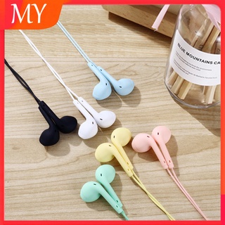 Earphones Color Macaron Wired Headphones 3.5mm Round Hole Phone Universal In-Ear Headphones With Microphone