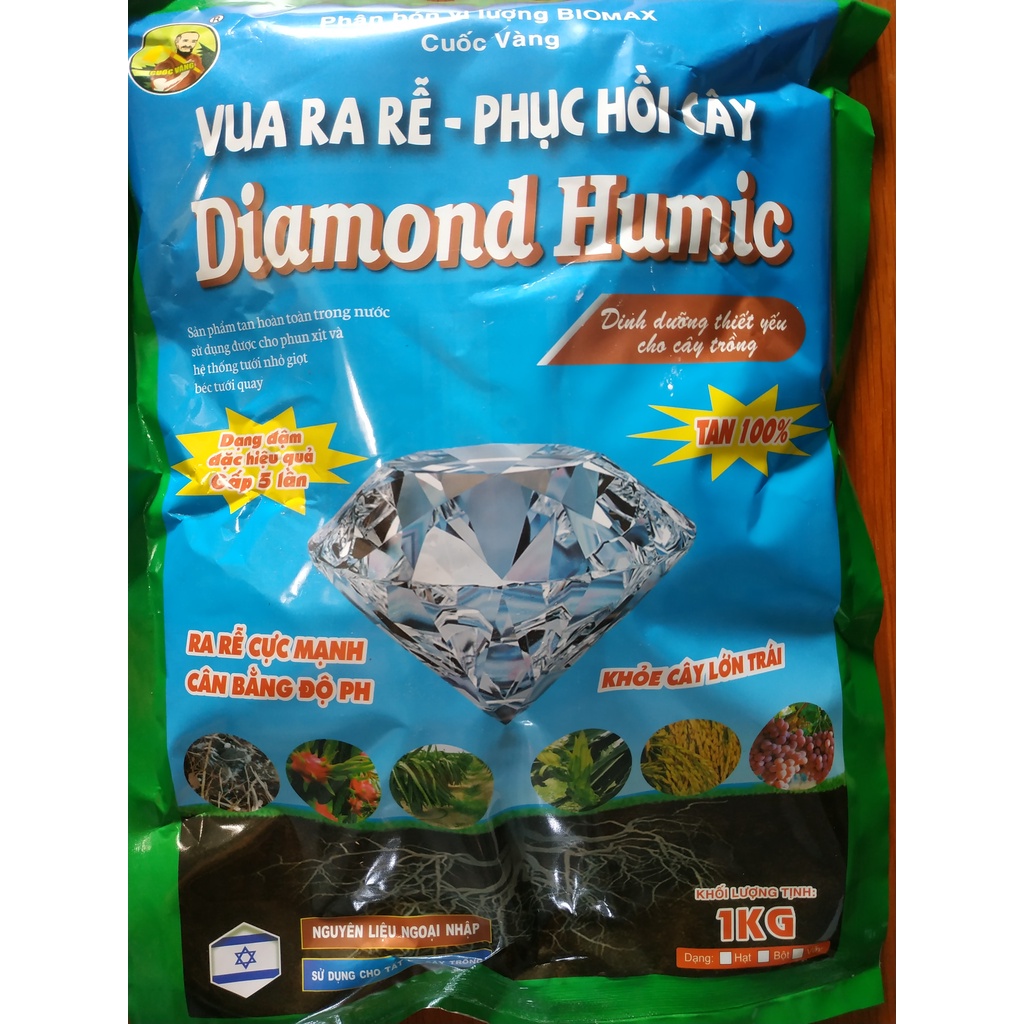 Phân bón vi lượng VUA RA RỄ - PHỤC HỒI CÂY Diamond Humic - gói 1 kg