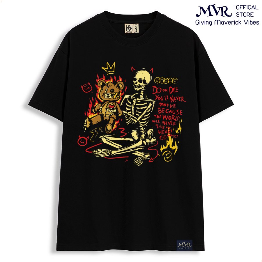 Ao thun nam nữ unisex đầu lâu gấu ngầu cực MVR size rộng tee Mỹ BB4120