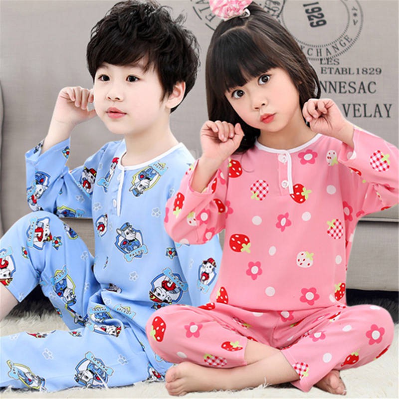 Bộ Đồ Ngủ Tay Dài Vải Cotton Thời Trang Mùa Xuân Cho Bé