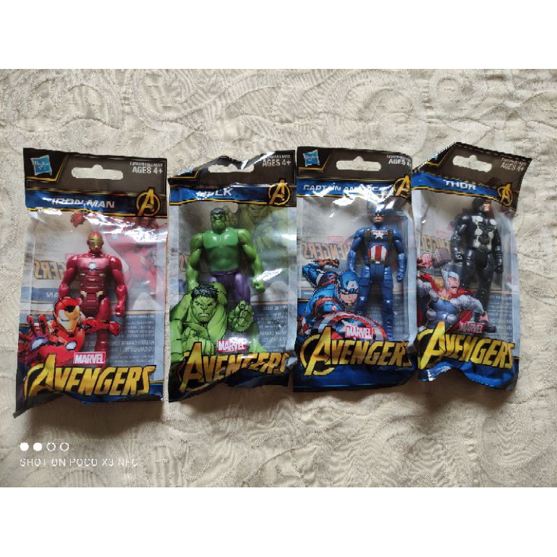 Bộ 4 mô hình Siêu nhân Avenger Captain America Hulk Thor Iron Man chính hãng Hasbro