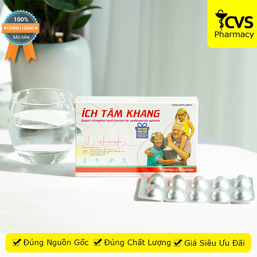 [TÍCH ĐIỂM] Ích Tâm Khang - Hộp 30 Viên Phòng Và Hỗ Trợ Bệnh Suy Tim - cvspharmacy