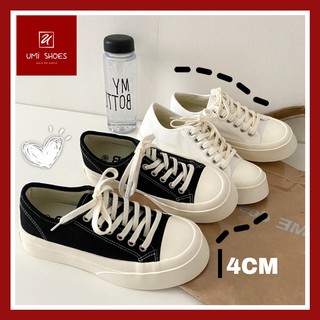 Giày thể thao nữ độn đế 4cm bánh mỳ basic vải canvas bata mới hot phong cách retro ulzzang đẹp cá tính đẹp