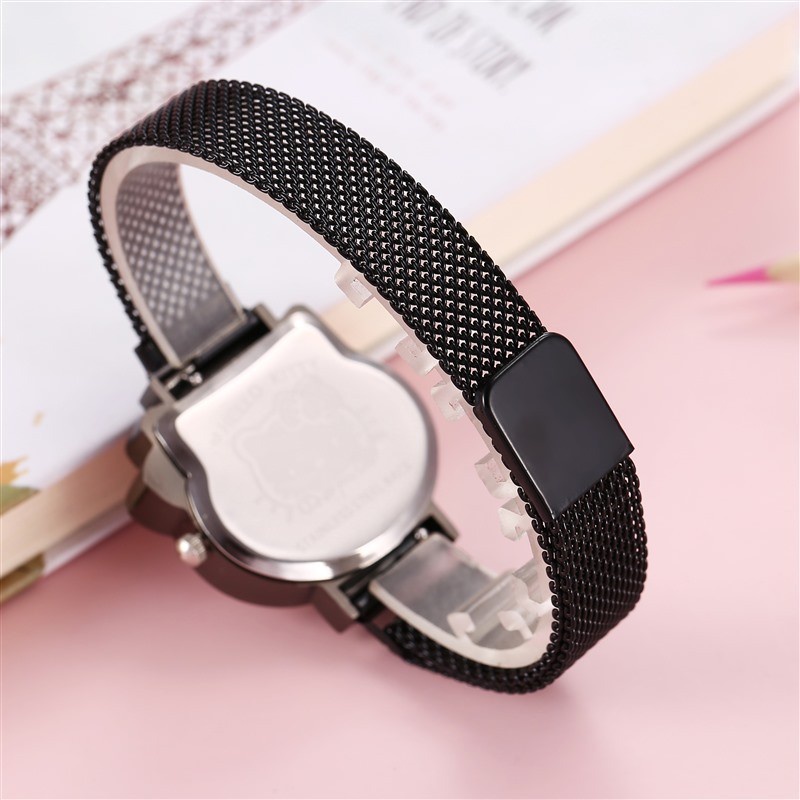 LWCC 744 Đồng hồ nam châm hình mèo Hello Kitty dễ thương cho trẻ em