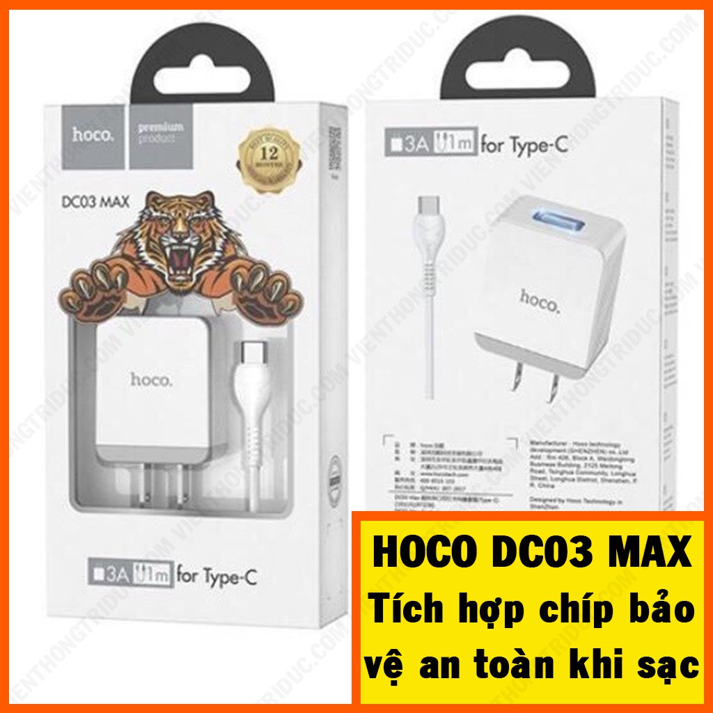 Bộ Sạc Nhanh Hoco DC28-5A / DC03 MAX-3A - Dây Dài 1M -Trang Bị Chip Sạc Thông Minh Bảo Vệ An Toàn Thiết Bị - Bảo Hành 6T