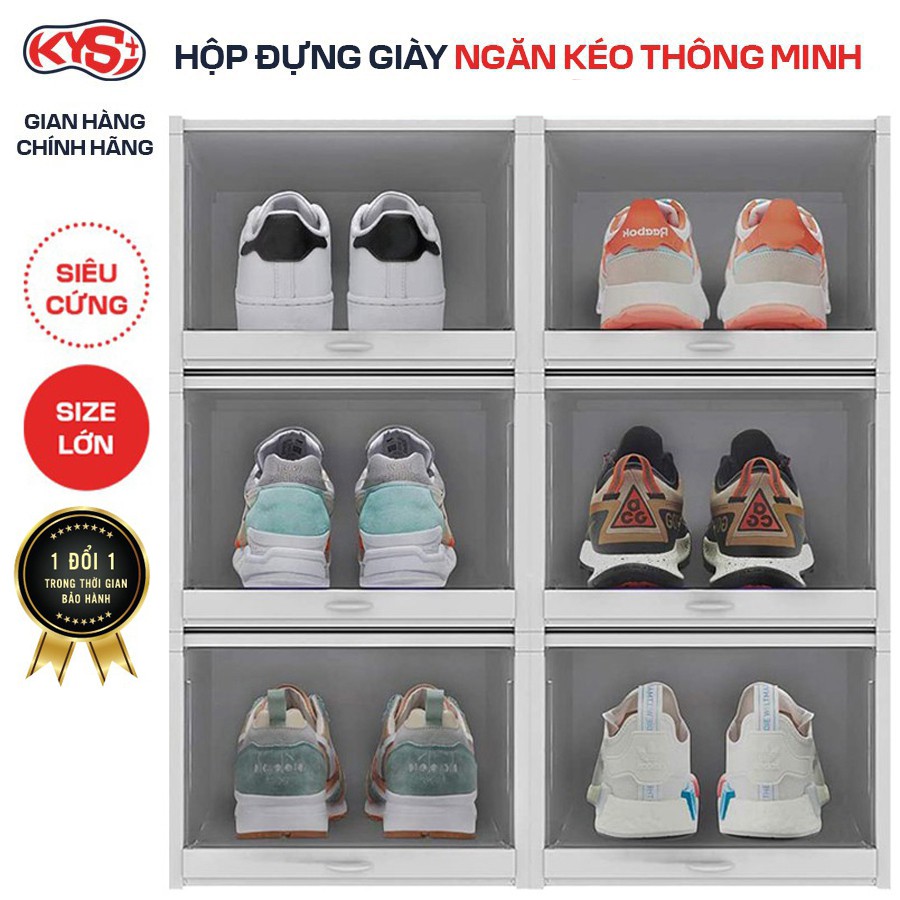 06 Box đựng giày nhựa cứng có ngăn kéo thông minh KYS - Màu Trắng - Size Lớn