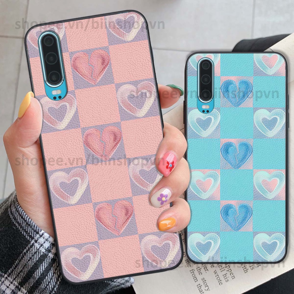 Ốp Huawei P30 / P30 Pro caro trái tim nhiều màu sắc, đầy cá tính, khẳng định phong cách