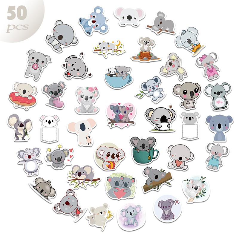 Set 50 Miếng Dán Hình Gấu Koala Dễ Thương Dùng Để Trang Trí