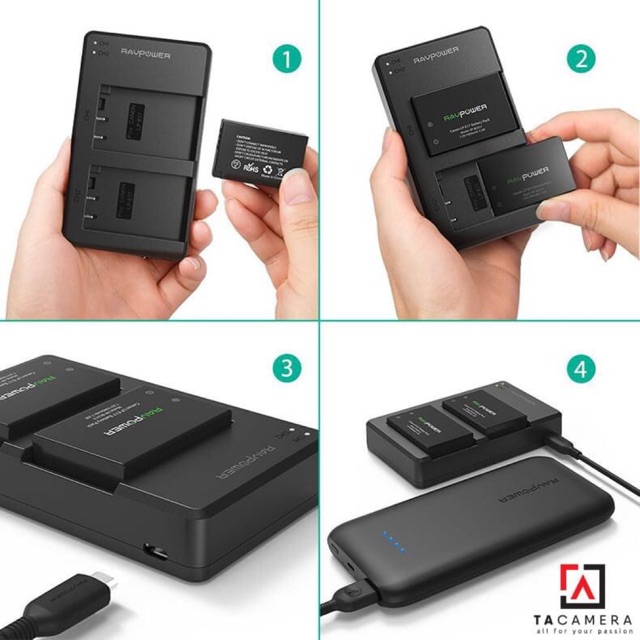 Bộ 2 Pin 1 Sạc RAVPower LP-E17 for Canon