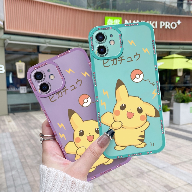 Ốp Điện Thoại Silicon Chống Sốc In Hình Pikachu Viền Vuông Cho Realme X50 5G X50M X3