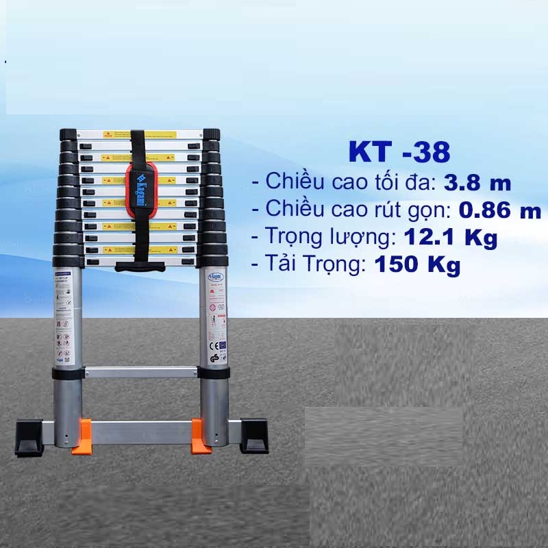 Thang Nhôm Rút Đơn 3m8 Kagami KT -38