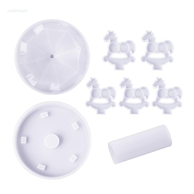 Khuôn Silicon Tròn Làm Gương Thủ Công Hình Vòng Xoay Ngựa Dễ Thương Trang Trí Bàn Cho Người Lớn Trẻ Em