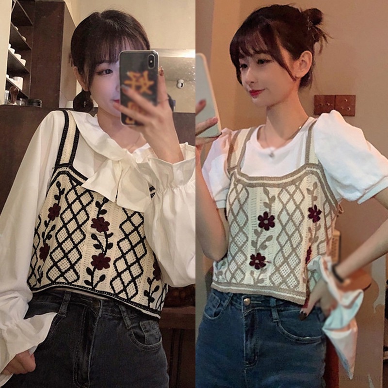 Áo Croptop Dệt Kim Hai Dây Dáng Ôm Thời Trang Mùa Hè Dành Cho Nữ