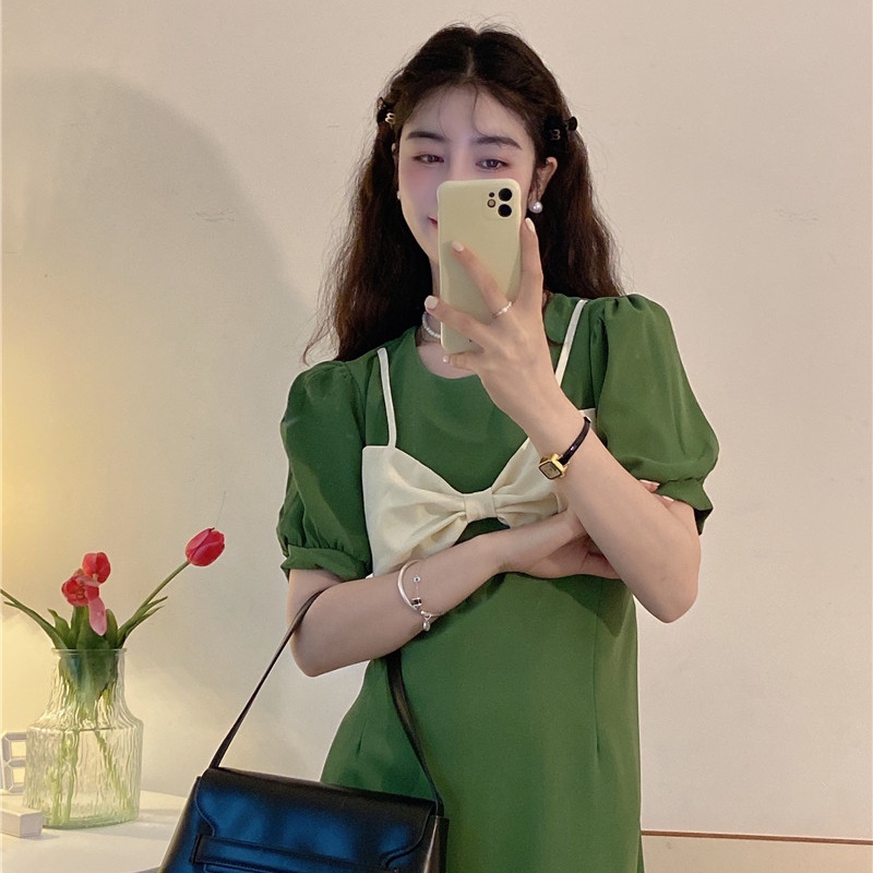 Đầm PERTY dài qua gối thời trang mùa hè phong cách Hàn Quốc cho nữ