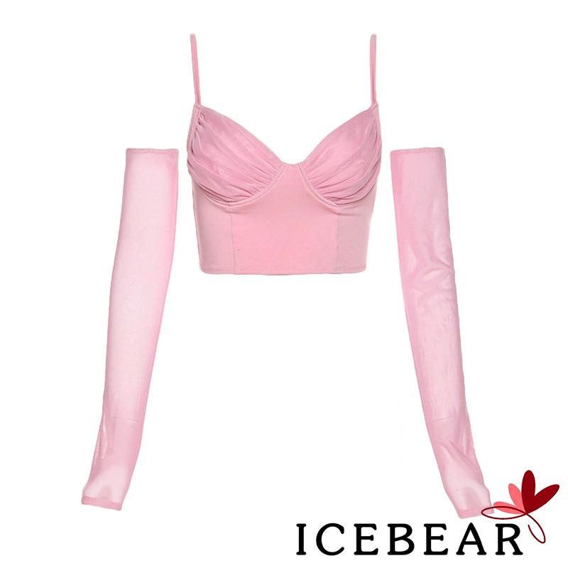 Áo croptop hai dây cổ chữ V màu sắc đơn giản cho nữ